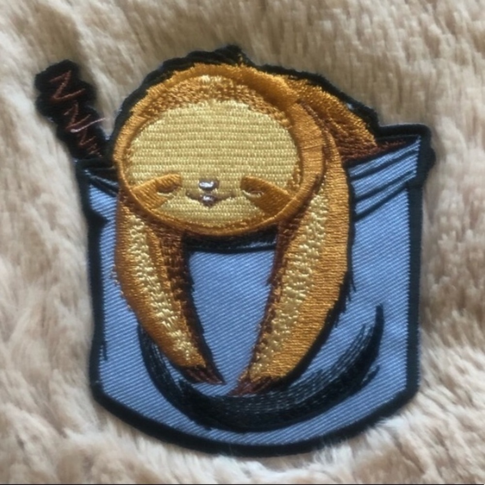 ‼️SOLD‼️Sleeping Sloth in Pocket • Iron-on Patch